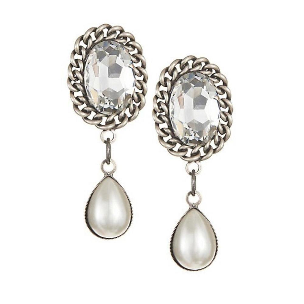 Alessandra Rich - Pearl Drop Clip-On Earrings